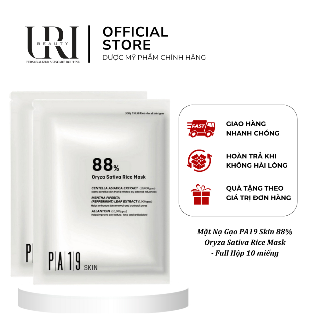 [Chính hãng] PA19 SKIN 88% Oryza Sativa Rice Mask – Mặt Nạ Gạo Làm Mềm & Dưỡng Sáng Da Hộp-10 miếng