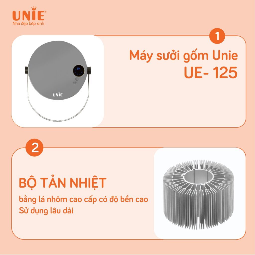 Máy Sưởi Gốm Unie UE-125, Công Suất 2000w - 3 Chế Độ Sưởi, BH Chính Hãng 1 Năm