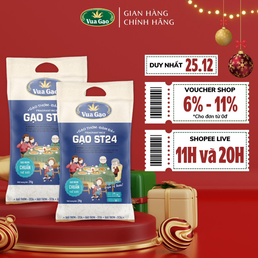 Combo 2 Túi Gạo ST24 Đậm Đà 2kg - Vua Gạo (Tổng 4kg)