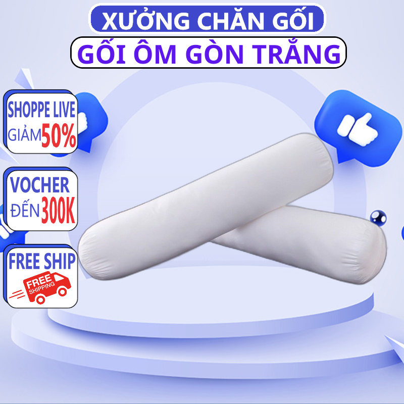Ruột Gối Ôm Ép Hơi Bông Gòn Êm Ái Kích Thước 27x100cm, gòn nhân tạo vải thoáng khí, hút mồ hôi