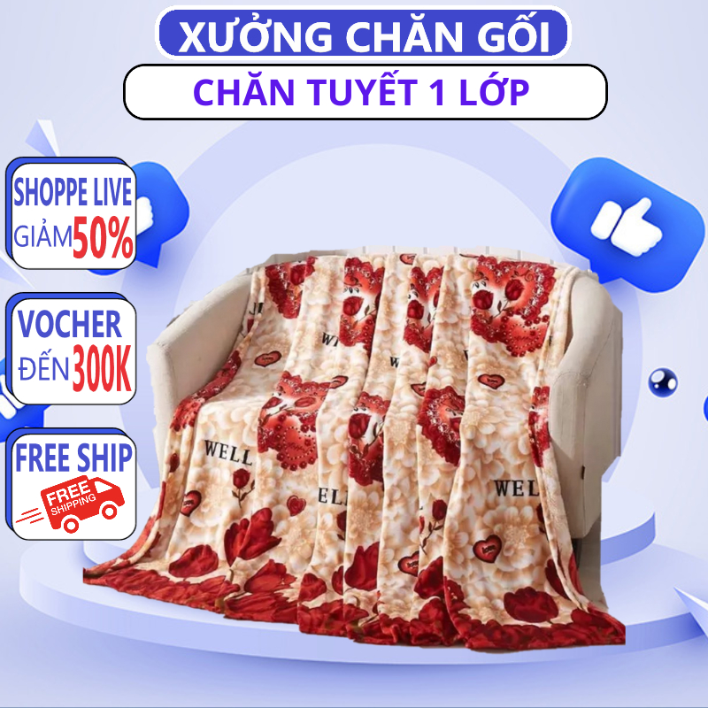 [ GIÁ TẠI XƯỞNG ] Chăn mền lông tuyết 1.6x2m cotton mỏng mềm mịn ấp áp gọn nhẹ cao cấp