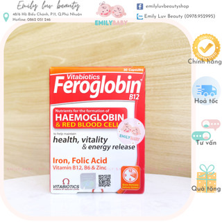 Viên uống Vitabiotics Feroglobin B12 bổ sung sắt hộp 30 viên