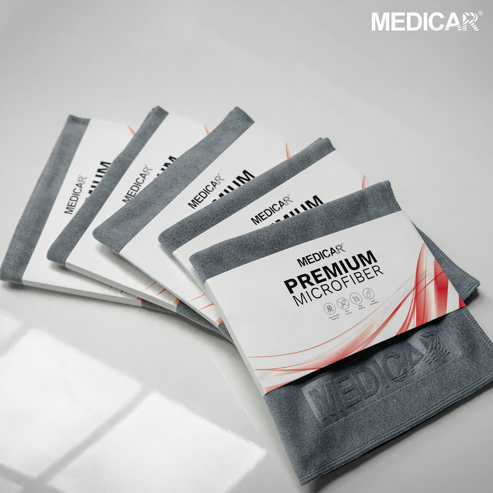 Khăn lau xe ô tô cao cấp chuyên dụng Medicar 100% Microfiber siêu mềm Pile LF, lau sạch đến 99% không cần xà phòng