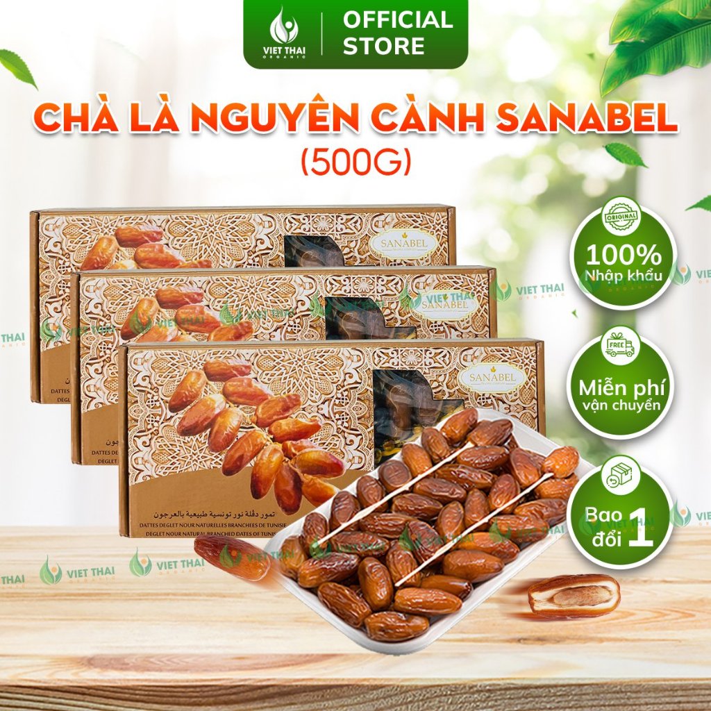 Chà Là Nguyên Cành Sanabel Chính Hãng Dẻo Ngon Ngọt Tự Nhiên Chuẩn Nhập Khẩu (Hộp 500g)
