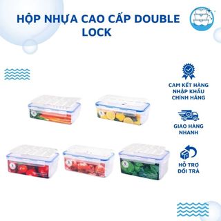 Hộp Nhựa Đựng Thực Phẩm Hình Chữ Nhật JCJ DoubleLock Thái Lan Có Khay Giá Lót Tiện Lợi