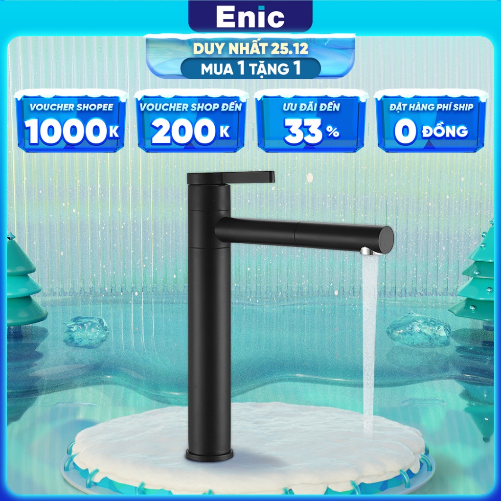 Vòi nước lavabo Enic - chất liệu inox không gỉ, chịu nhiệt cao.