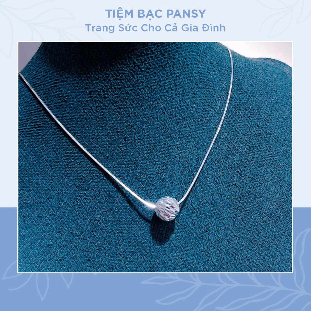 Dây chuyền bạc nữ PANSY mặt cầu phay sáng đẹp - Vòng cổ bạc thật cao cấp