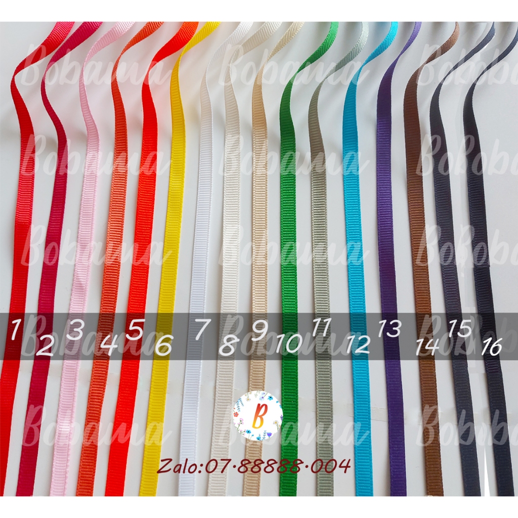 Bó 10m dây ruy-băng gân 6mm dùng trang trí handmade