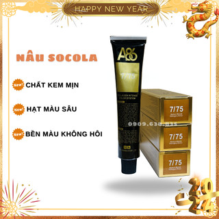 Thuốc nhuộm tóc màu nâu socola A86 dạng kem không mùi típ 100ml cho Salon