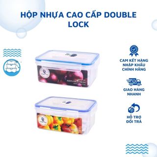 Hộp Nhựa Đựng Thực Phẩm Hình Chữ Nhật JCJ DoubleLock Thái Lan Có Nắp Khóa Tiện Lợi Đa Năng
