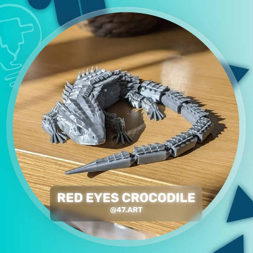 mô hình thằn lằn, khớp nối linh hoạt, Red Eyes Crocodile