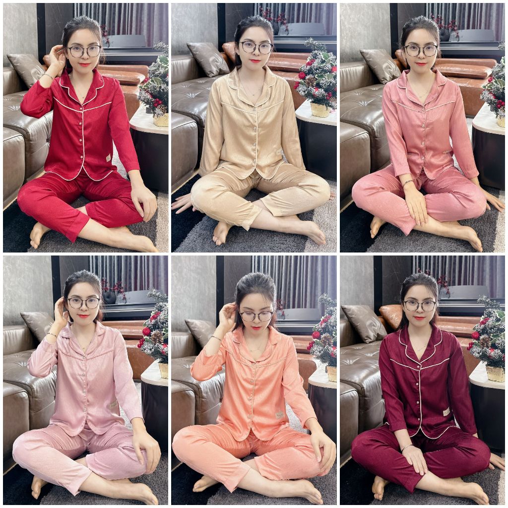 (Bunnysky) Đồ bộ mặc nhà nữ, đồ bộ thiết kế đẹp vải lụa xước mềm mịn nhẹ mát phom dáng chuẩn đẹp