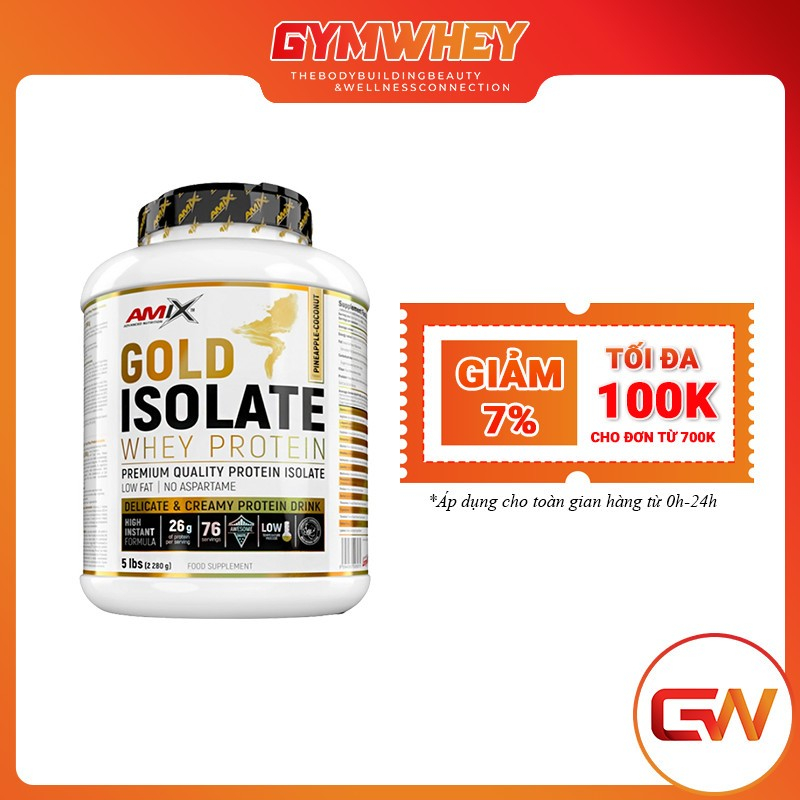 AMIX GOLD ISOLATE WHEY PROTEIN 5LBS Sữa Hỗ Trợ Tăng Cơ Bắp - 76 Lần Dùng