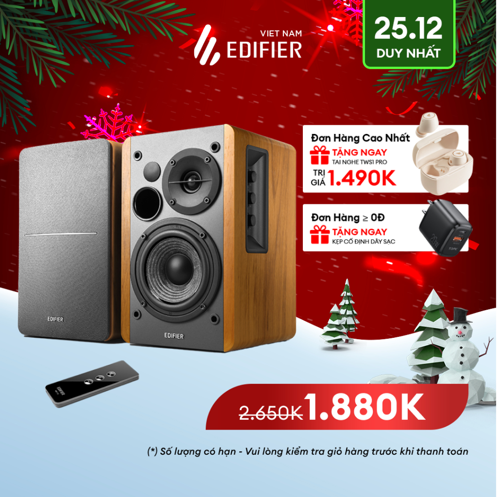 Loa Bookshelf 2.0 EDIFIER R1280T | Vỏ gỗ cổ điển | Đầu vào RCA kép | Bảo Hành 12 Tháng