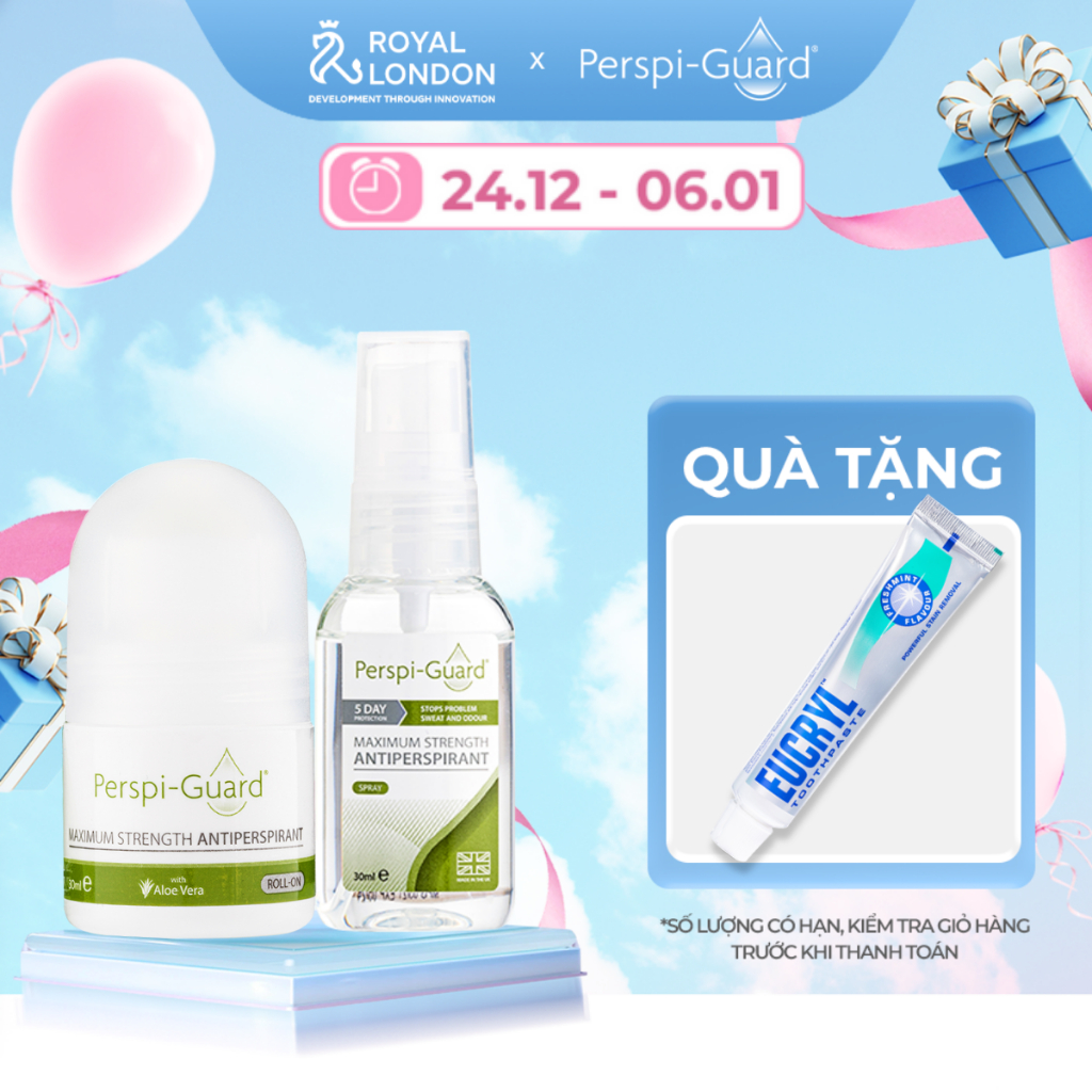 Combo khử mùi ngăn mồ hôi cao cấp Perspi-Guard lăn khử mùi 30ml + xịt khử mùi 30ml