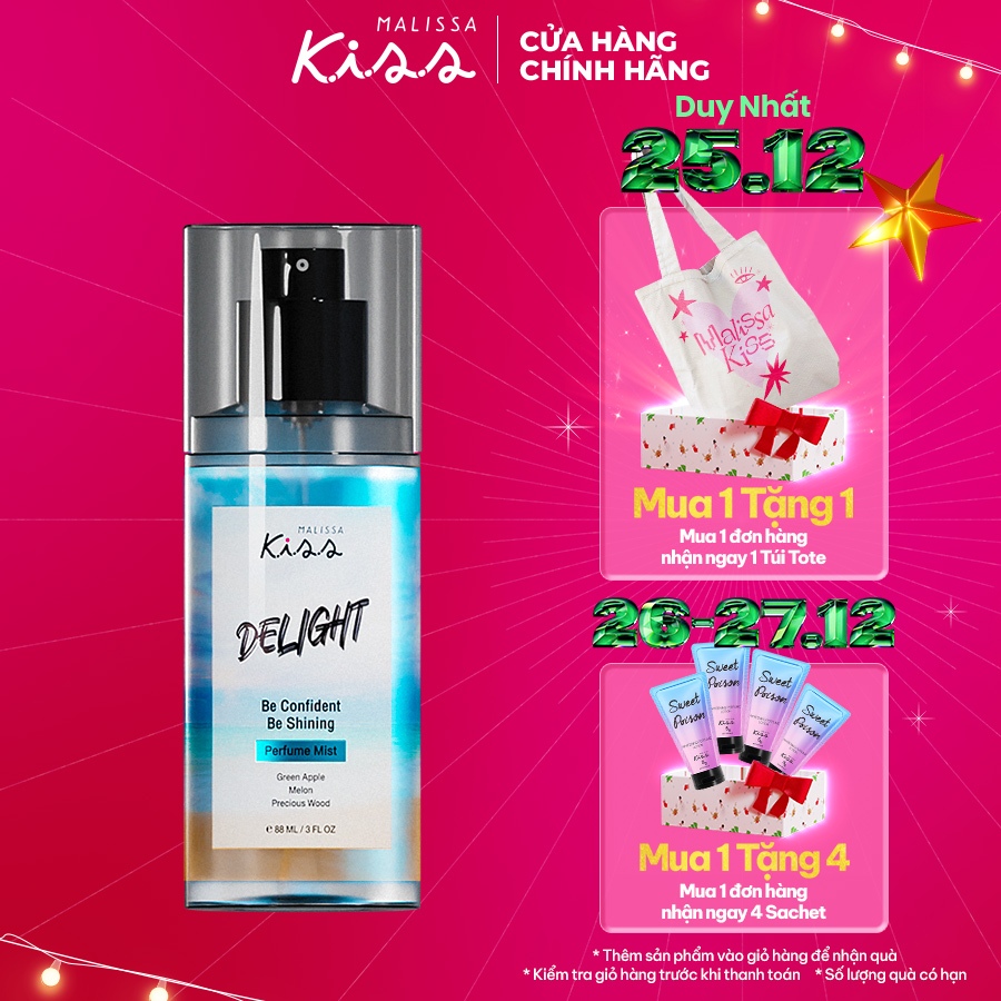 Xịt Thơm Toàn Thân Hương Nước Hoa Malissa Kiss hương DELIGHT 88ML