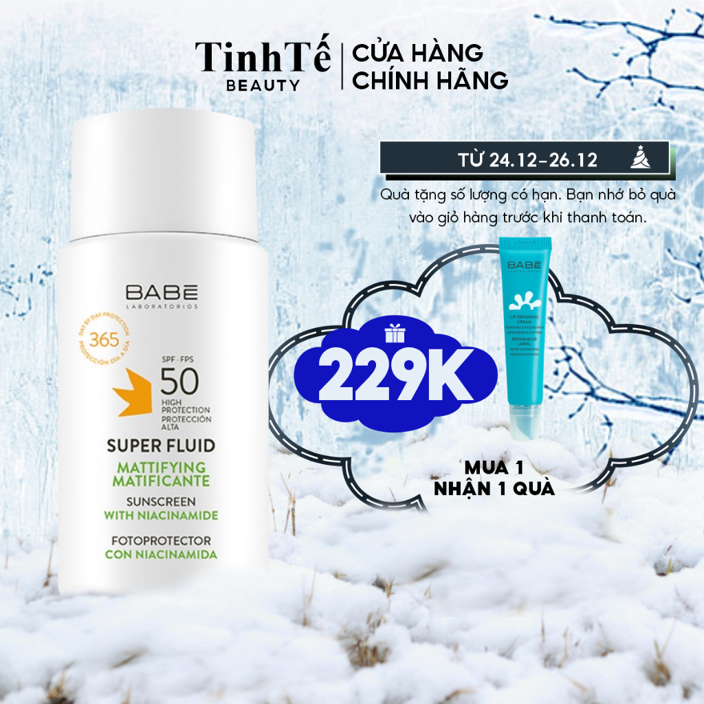 Kem chống nắng cho da dầu BABE Super Fluid Mattifying sunscreen SPF50 50ml