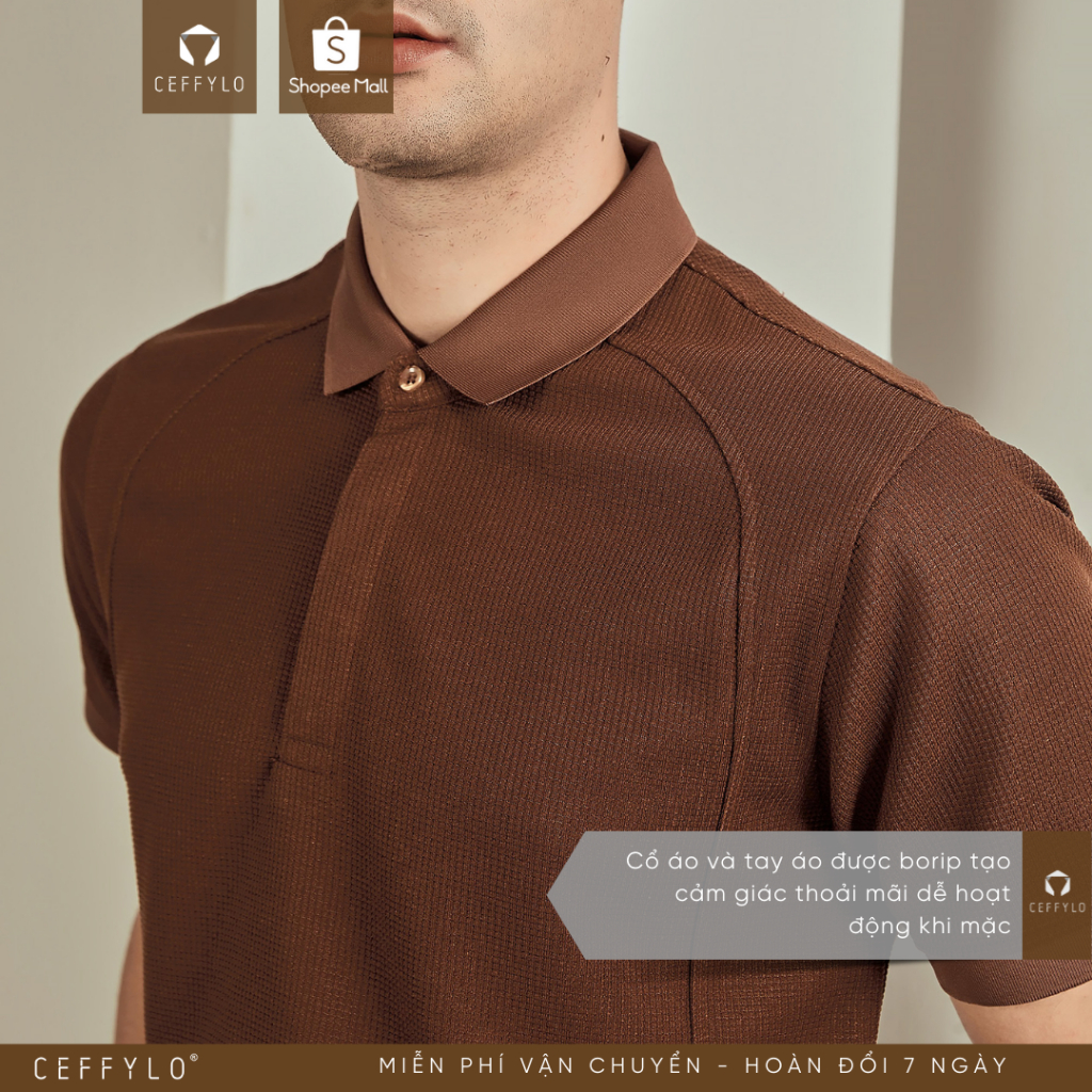 Áo Polo Nam,Áo Thun Polo Màu Nâu Đậm Ceffylo Chất Liệu Cotton Kiểu Dáng Trẻ Trung Form Slimfit Thời Trang Nam Cao Cấp