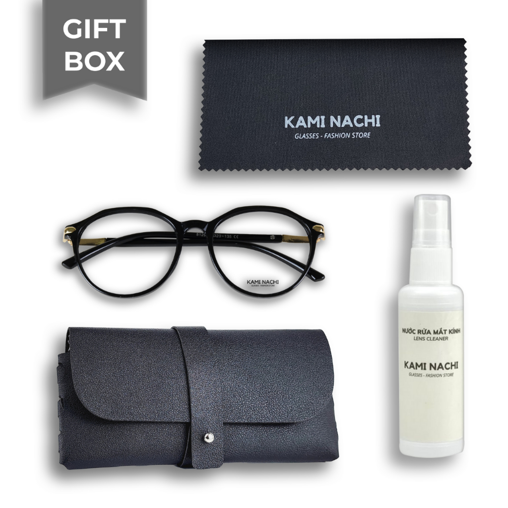 Gọng kính nhựa dáng tròn KAMI NACHI phong cách đơn giản 5129- G.O