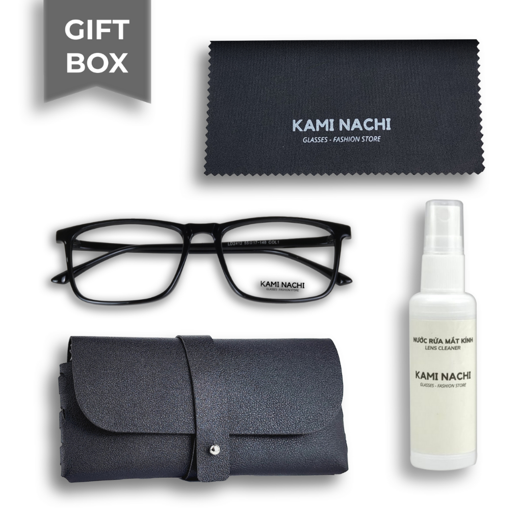 Gọng kính nhựa dáng vuông KAMI NACHI phong cách tự do LD2412- G.O