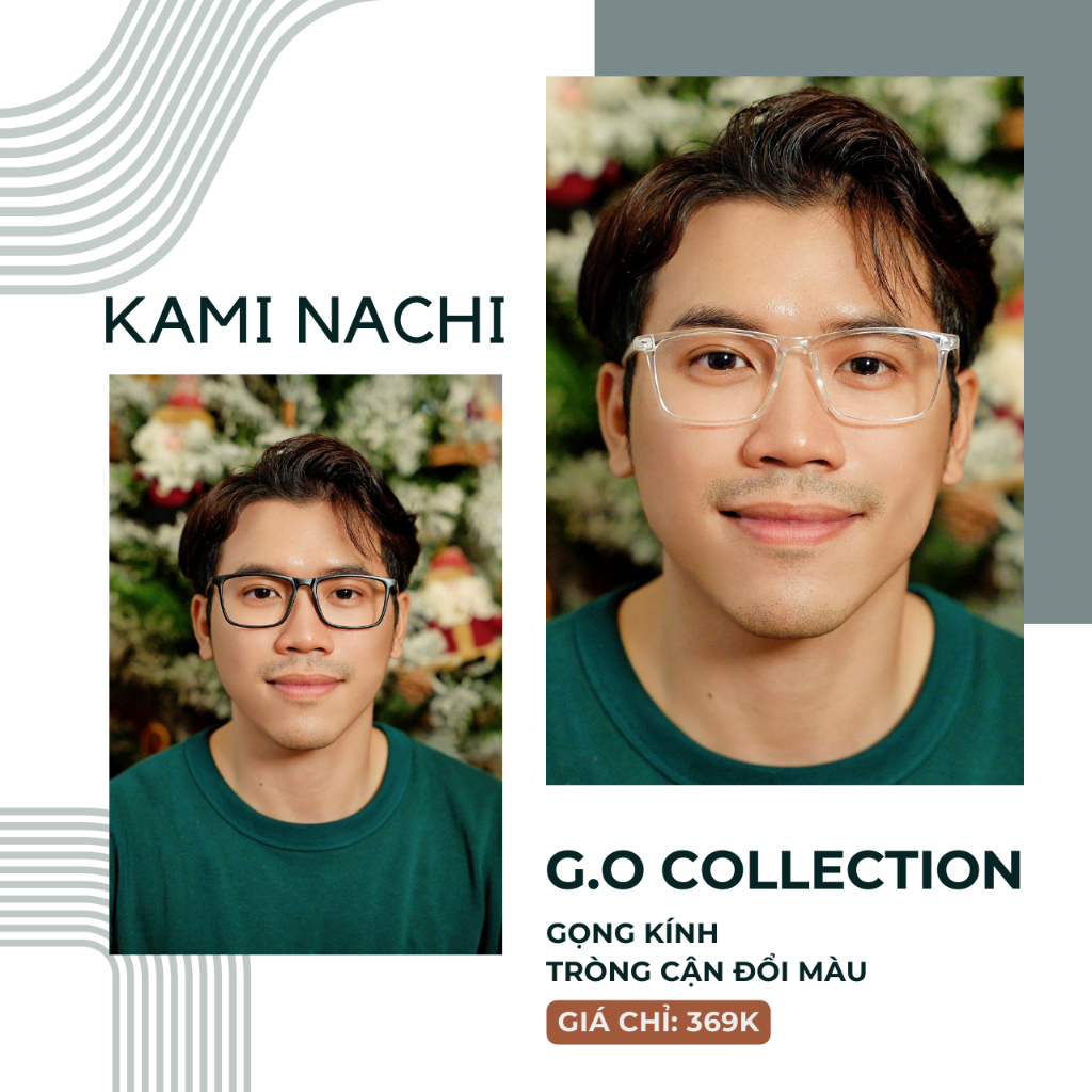 Gọng kính nhựa dáng vuông KAMI NACHI phong cách tự do LD2412- G.O