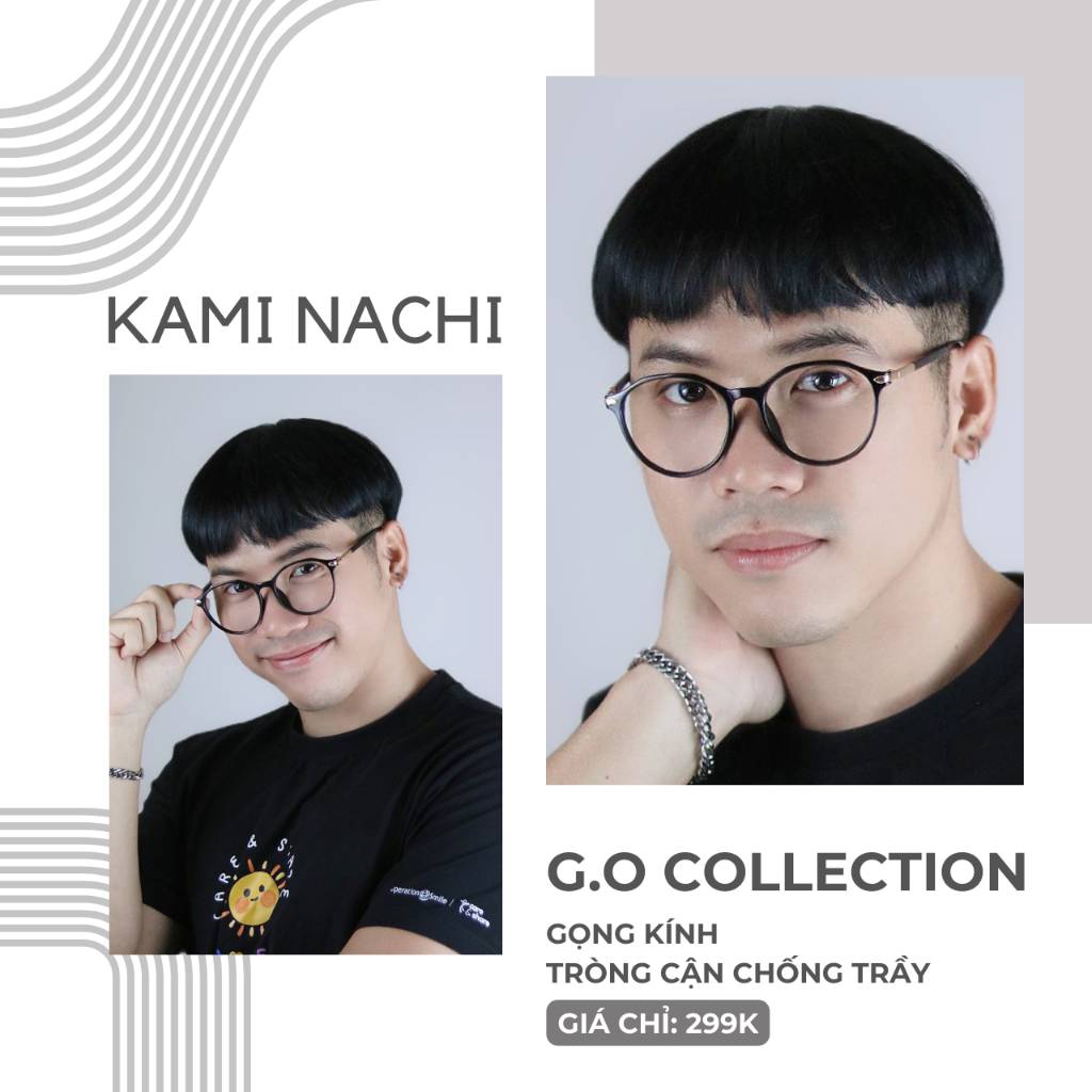 Gọng kính nhựa dáng tròn KAMI NACHI phong cách đơn giản 5129- G.O