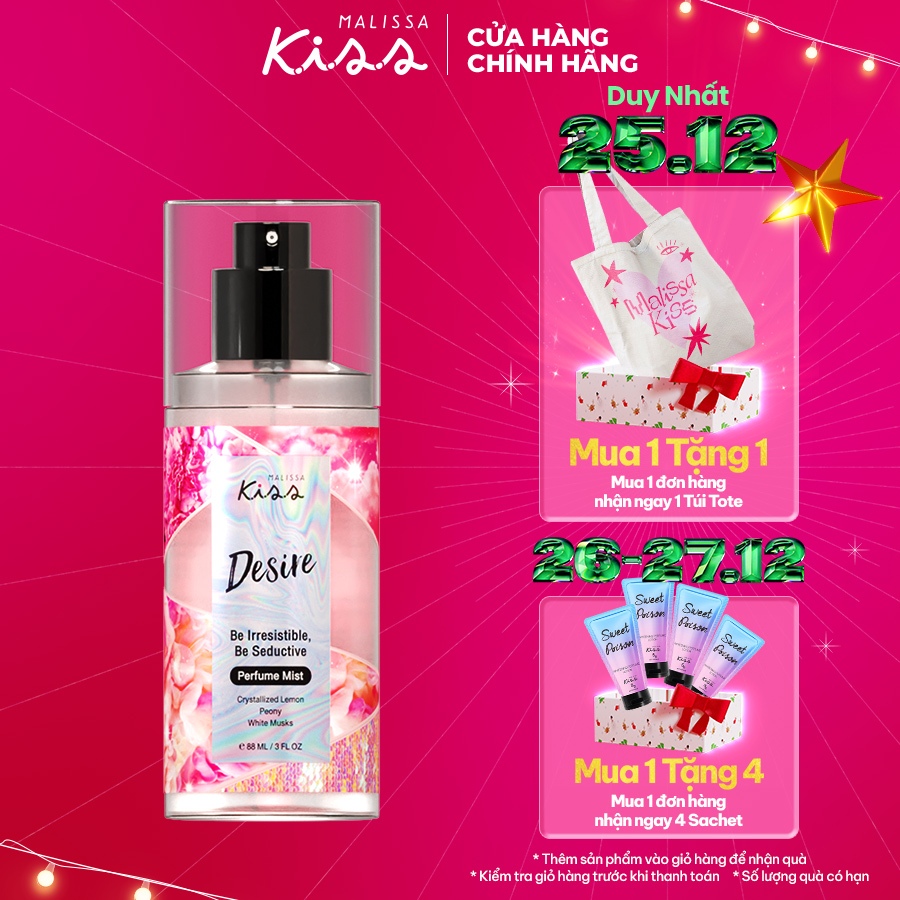 Xịt Thơm Toàn Thân Hương Nước Hoa Malissa Kiss Hương DESIRE 88ML