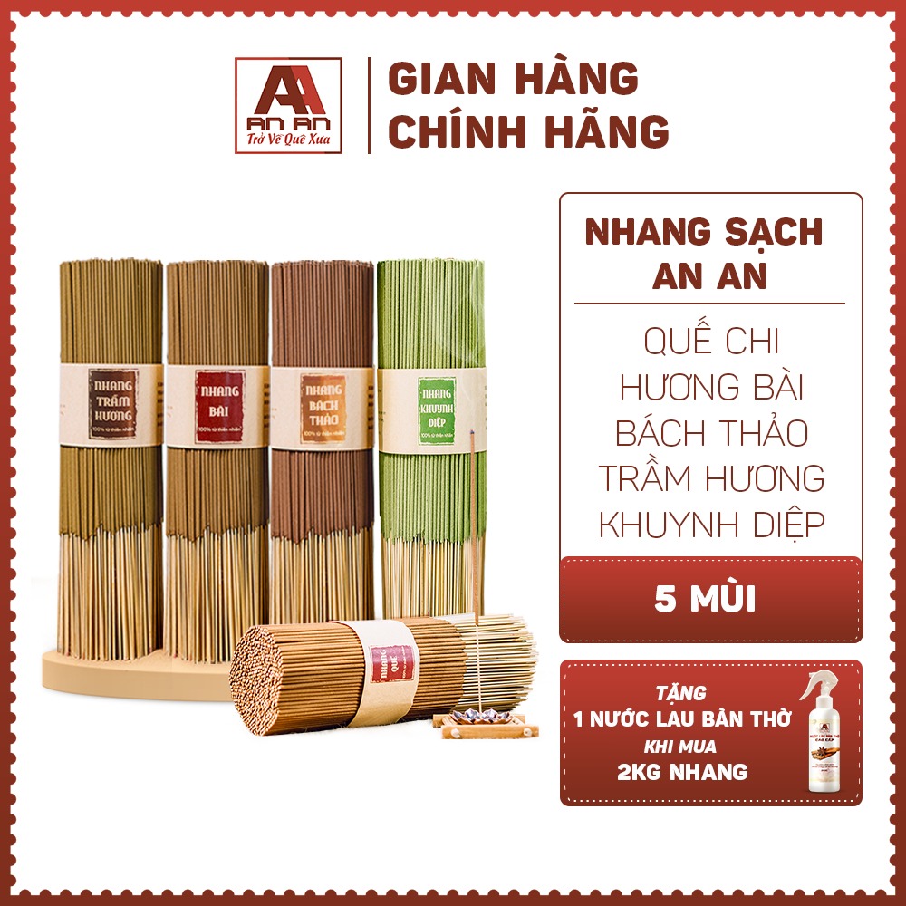 Nhang thơm sạch 1kg mix 2 mùi tự chọn An An cao cấp, nhang trầm hương, quế, khuynh diệp, hương bài, bách thảo thơm dịu