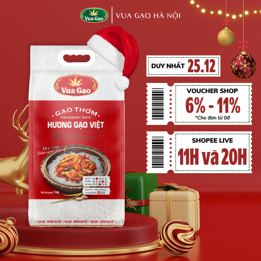 Gạo Thơm Hương Gạo Việt 5kg - Thương Hiệu Vua Gạo