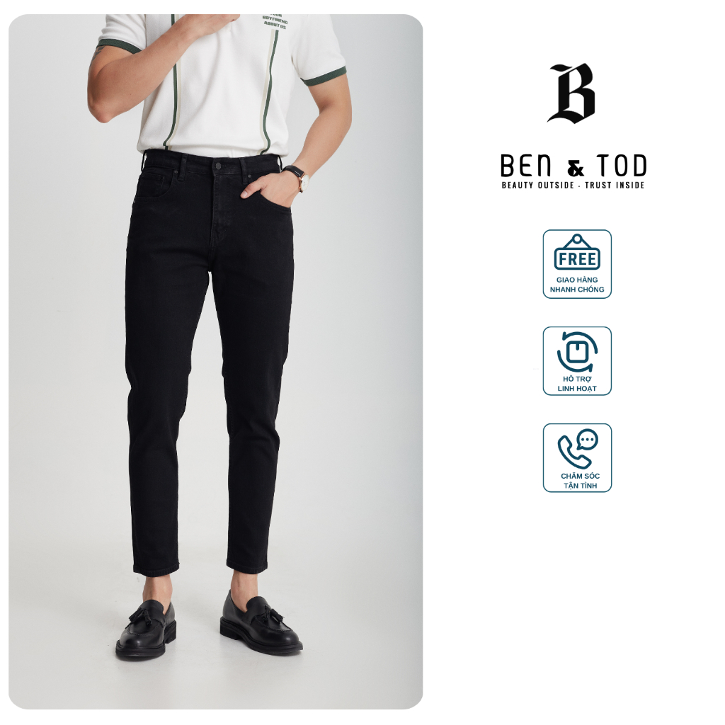 Quần jean nam BEN & TOD 20014 trơn đơn giản, co giãn 4 chiều, cao cấp, dày dặn