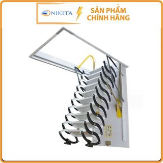 Thang Gác Ốp Trần - Thang Gác mái thông minh - dùng cho gác xếp - Thang Gấp Kéo Gắn Tường - Khung Sắt