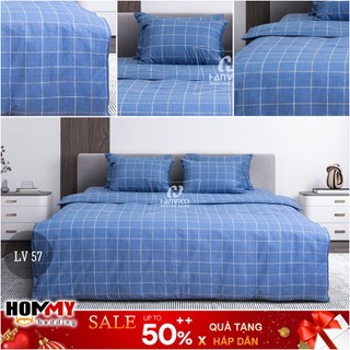 🍁 Bộ Chăn Ga Gối 🍁 Hanvico Living LV57 vải cotton cao cấp (ga chun, vỏ chăn, đôi vỏ gối)