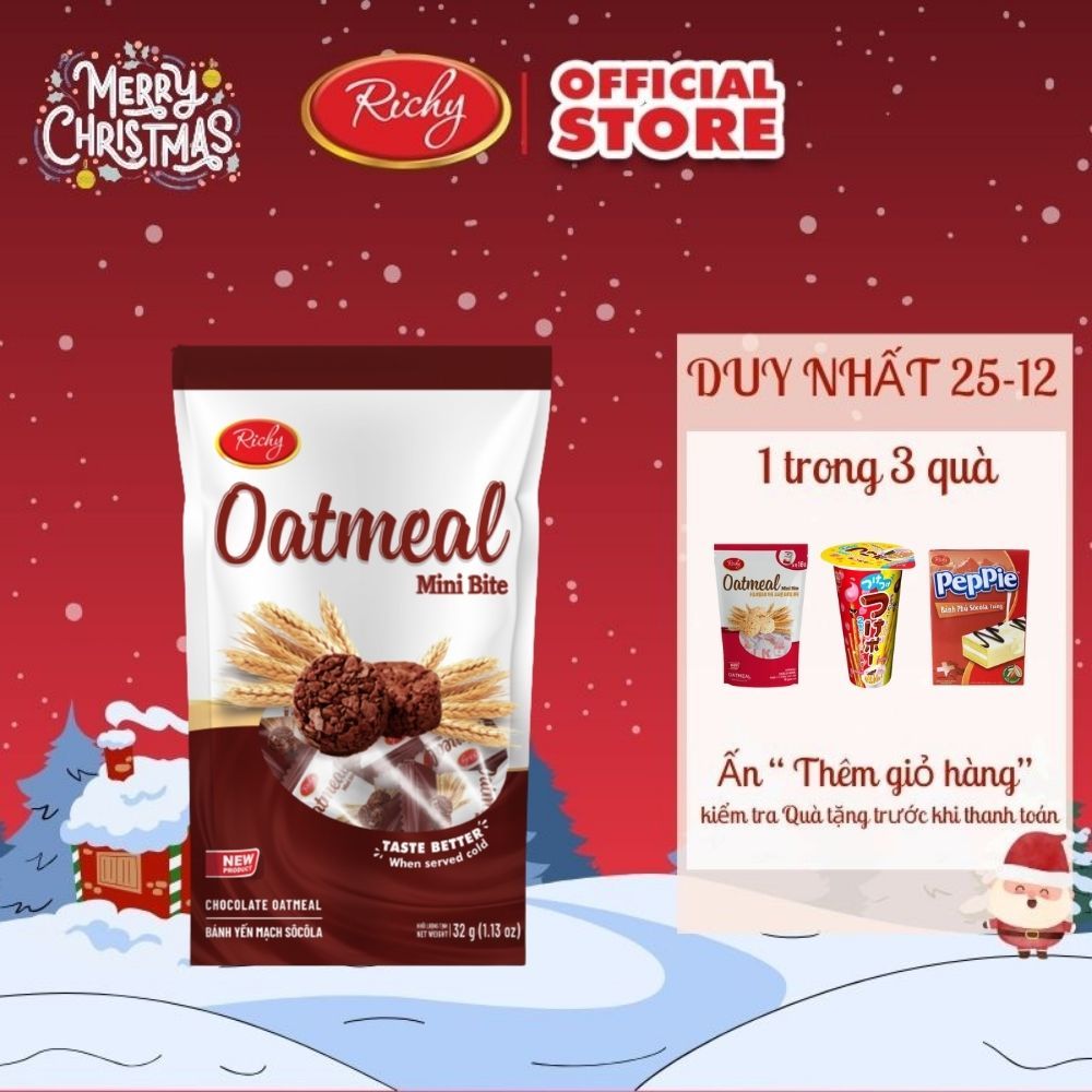 Bánh yến mạch Oatmeal Richy vị socola túi 32g