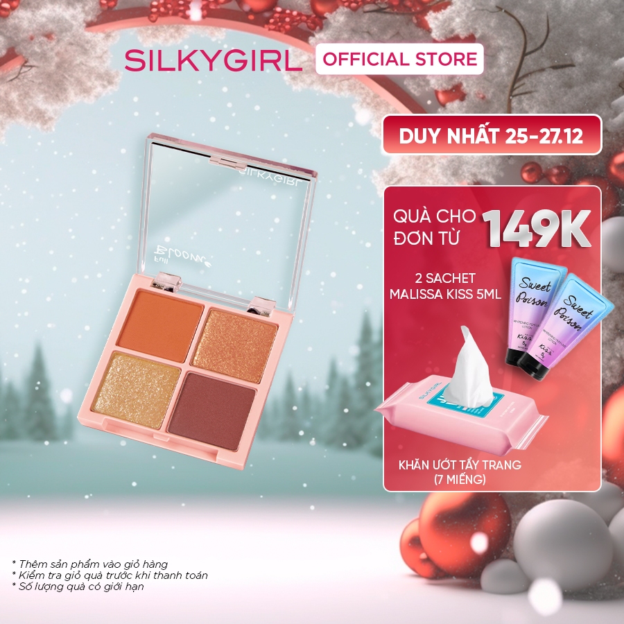 Phấn Mắt SilkyGirl 4 ô Có Nhũ Full BLoom Quad