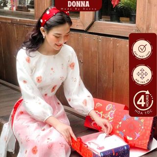 Áo dài thiết kế Cát Tường DONNA chính hãng tặng kèm quần lụa xinh xắn