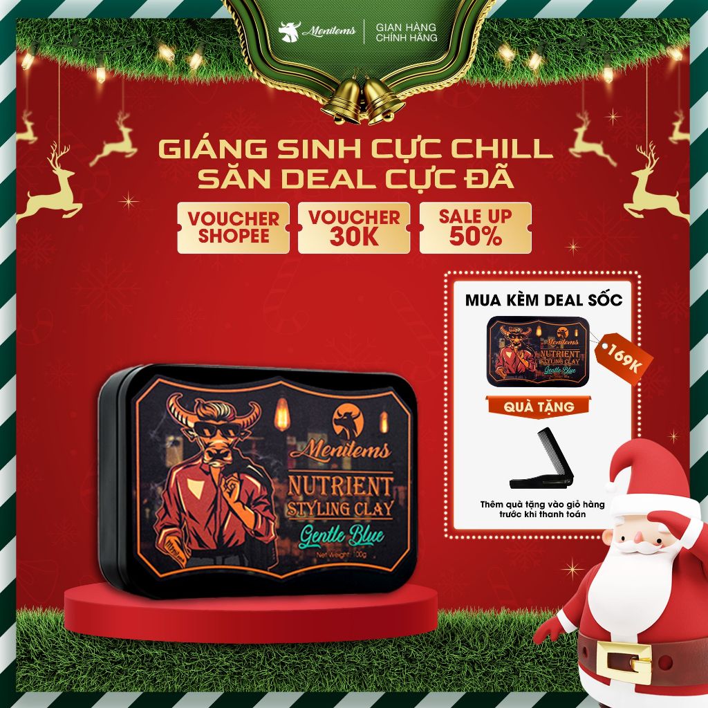 Sáp vuốt tóc Menitems, sáp dưỡng tạo kiểu Clay giúp tạo nếp giữ kiểu tự nhiên hương thơm lôi cuốn Gentle Blue