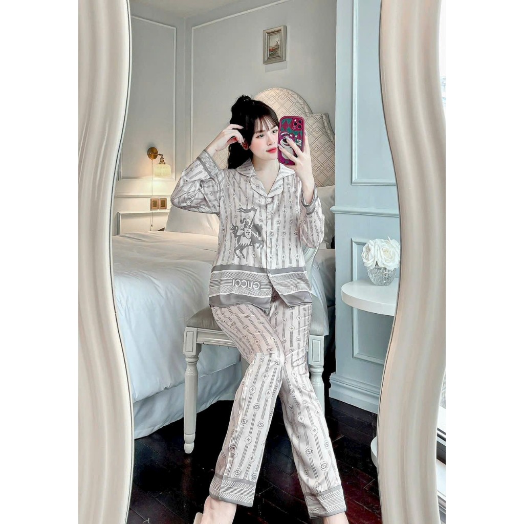 SALE LẺ SIZE 9 nhiều mẫu) Bộ Pijama lụa Sam Luxury -Bộ dài tay cao cấp chất đẹp mềm mịn