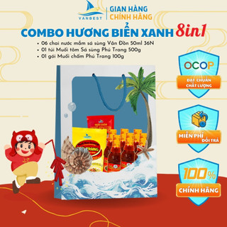 Combo hương biển xanh 8in1 vanbest nước mắm sá sùng 36n 50ml, muối tôm sá sùng nấu canh, muối tôm chấm sá sùng đặc sản