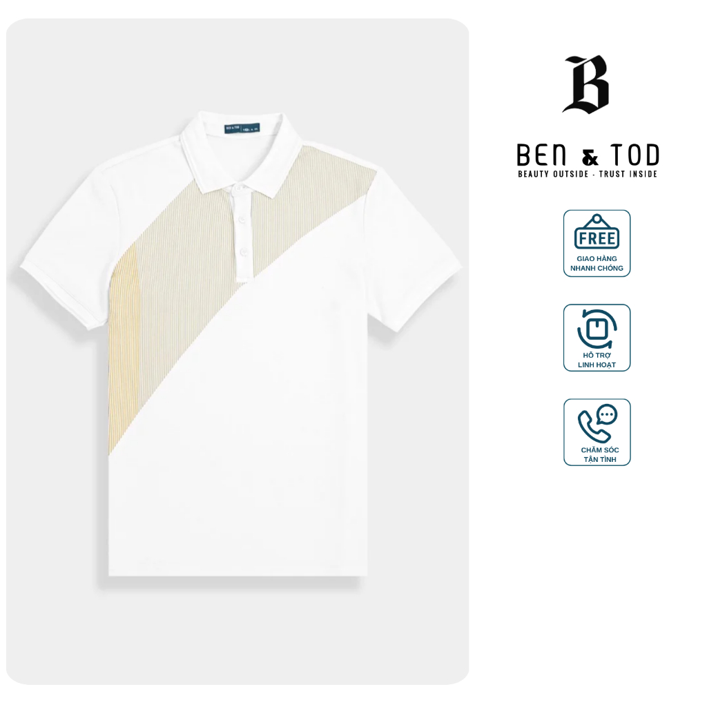 Áo polo nam BEN & TOD R1300BB148 vải thun cotton 100%, nam tính, chỉn chu, sang trọng, thanh lịch OUTLET 289