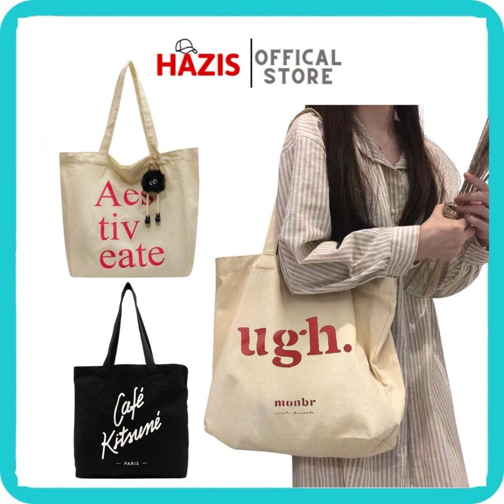 Túi tote vải đi học,vải bố mềm đẹp Canvas giá rẻ thời trang dành cho nữ - Hazis Store