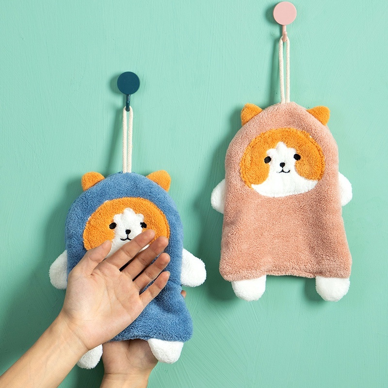 Khăn Lau Tay Nhà Bếp Bông Mềm, Siêu Thấm Hút nhanh khô treo tường, hình con vịt, mèo- T2CMALL