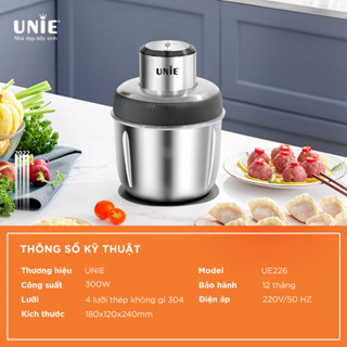 Máy Xay Thịt Unie UE226 GHM, 2 Cối Inox Dung Tích 2,5L Bảo Hành 1 Năm