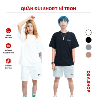 Quần Đùi Short Nỉ Trơn Nhiều Màu Có Dây Chun Form Rộng In Chữ Dáng Trẻ Trung Cho Nam Nữ Có Tag Logo QN-001