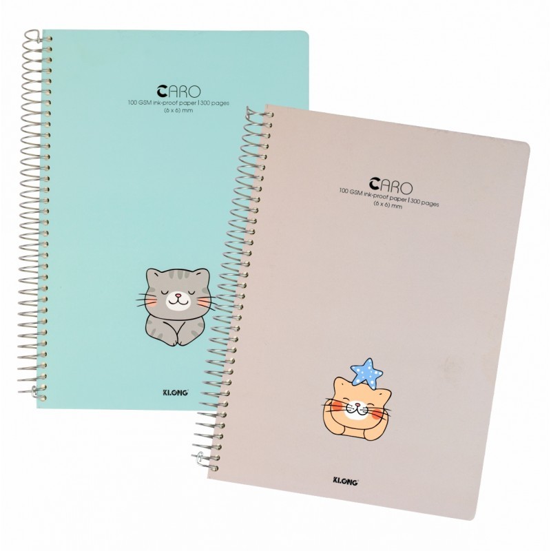 Sổ Caro mm lò xo đơn KLONG A4 200-300 trang 100/76; MS: 590/591