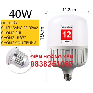 Đèn Led Trụ 40w Chuôi E27 siêu sáng tiết kiệm điện có thể gắn ngoài trời