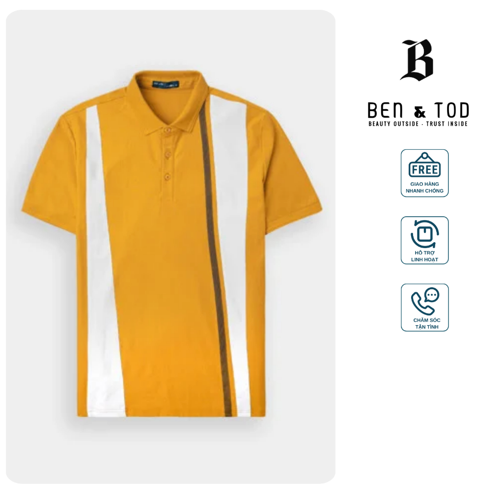 Áo polo nam BEN & TOD R1300BB313 cotton họa tiết cao cấp trẻ trung, năng động OUTLET 289