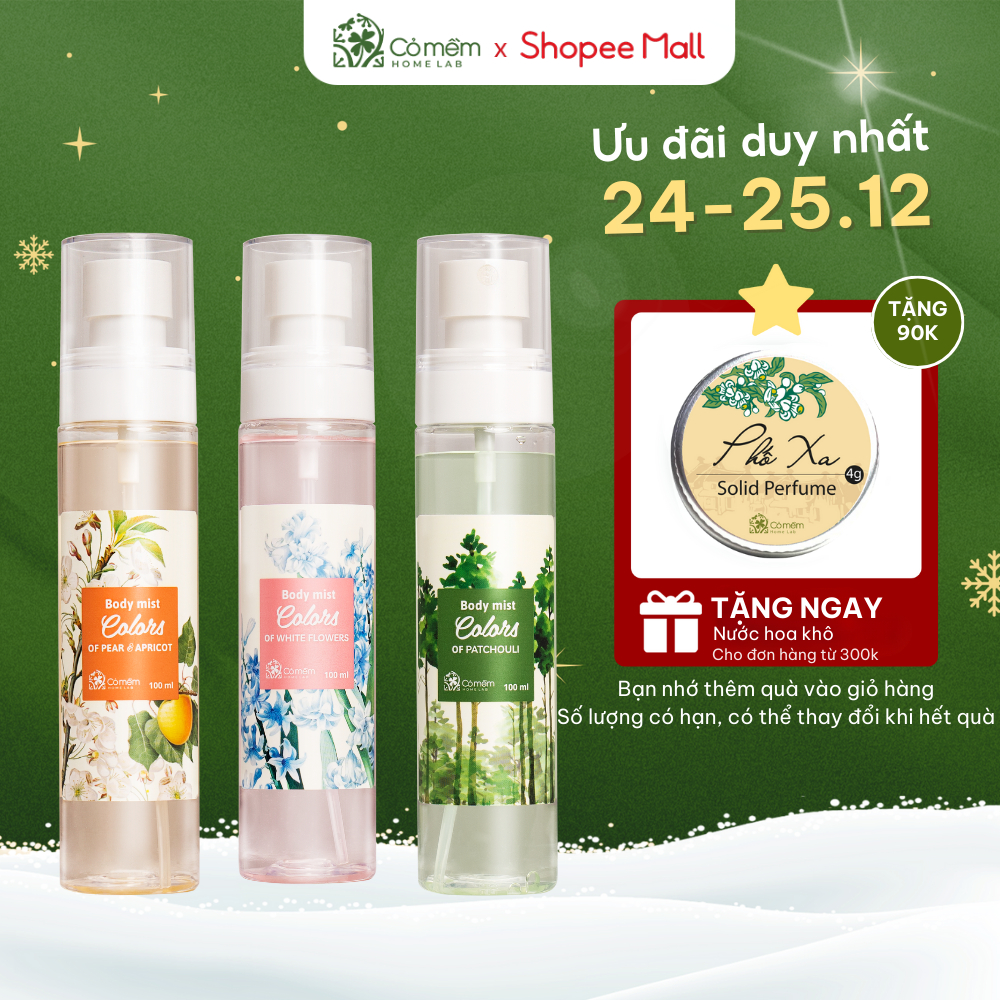 Body Mist Xịt Thơm Toàn Thân Quần Áo Nam Nữ Hương Nước Hoa Ngọt Ngào Thanh Mát Dịu Nhẹ Cỏ Mềm 100ml