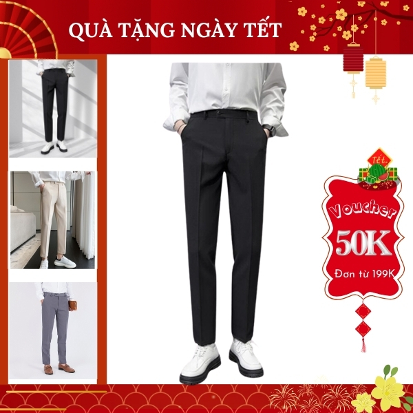 Quần tây nam,quần âu nam ống côn công sở vải tuyết mưa dày dặn phong cách Hàn quốc QA01