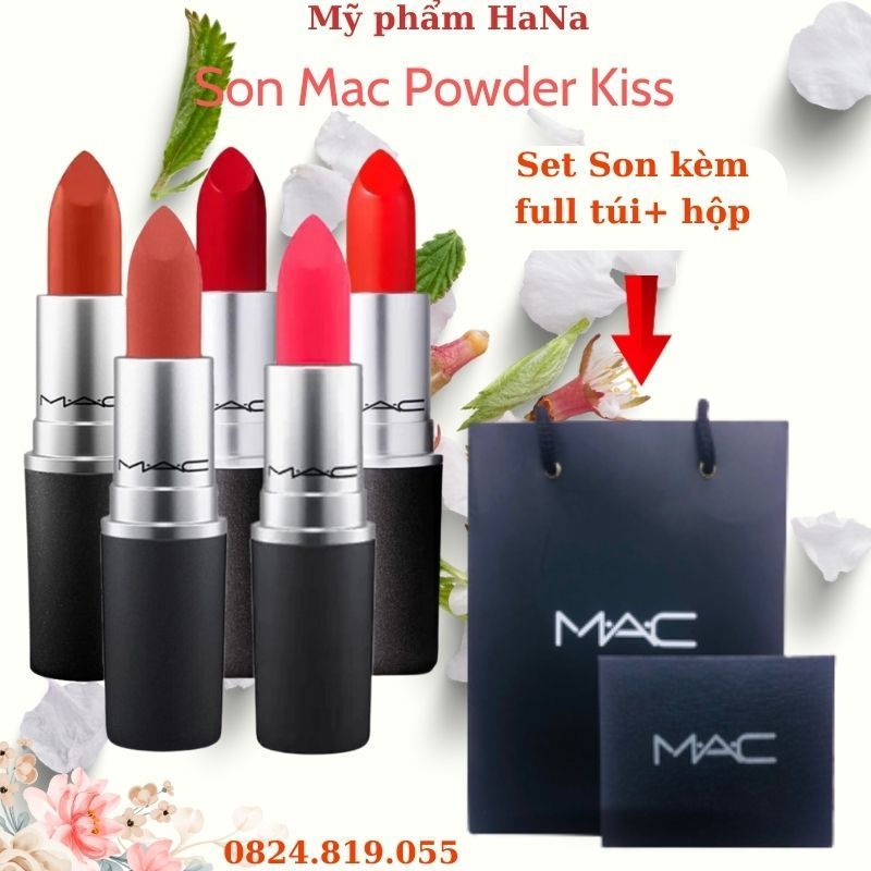 Son Mac Powder Kiss Lipstick 3g POSSHE bền màu Lâu Trôi Chất Lì Mịn Như Nhung