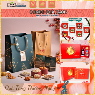 Các loại hạt dinh dưỡng có hộp quà đựng hạt điều, hạt hạnh nhân, hạt dẻ, hạt mắc ca, hạt bí - Xưởng hạt macca T&A